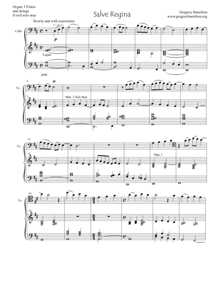 Free Sheet Music Salve Regina For Cello And Organ