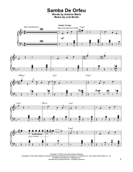 Free Sheet Music Samba De Orfeu