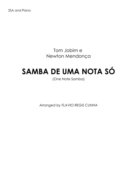 Samba De Uma Nota So One Note Samba Sheet Music