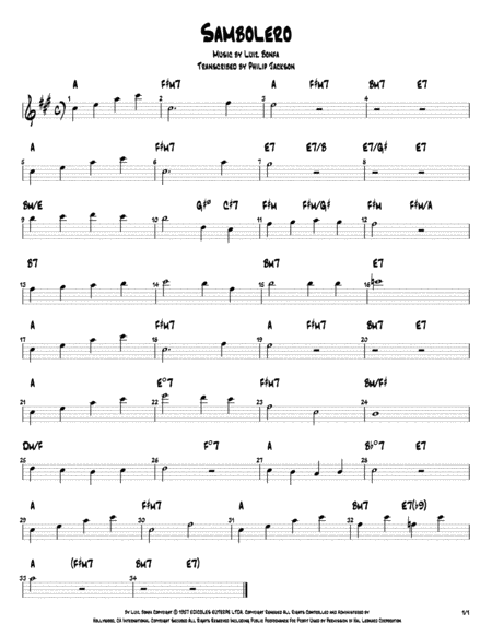 Free Sheet Music Sambolero Lead Sheet