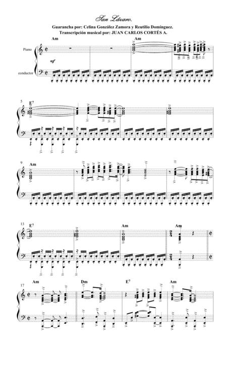 Free Sheet Music San Lzaro Guaracha Cubana Por Celina Gonzlez Zamora Y Reutilio Domnguez Terrero