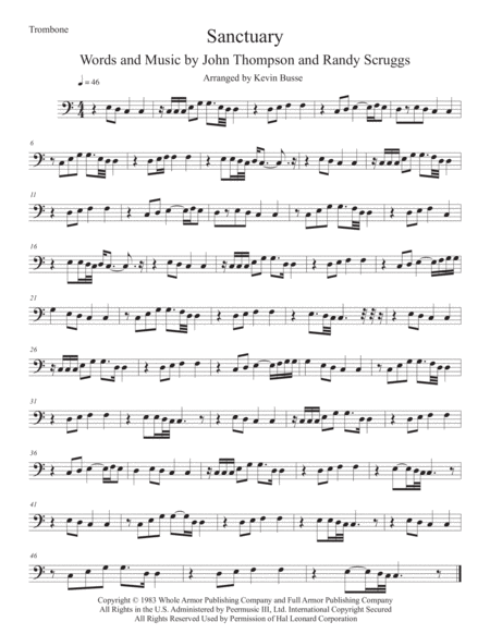 Free Sheet Music Sanctuary Easy Key Of C Trombone