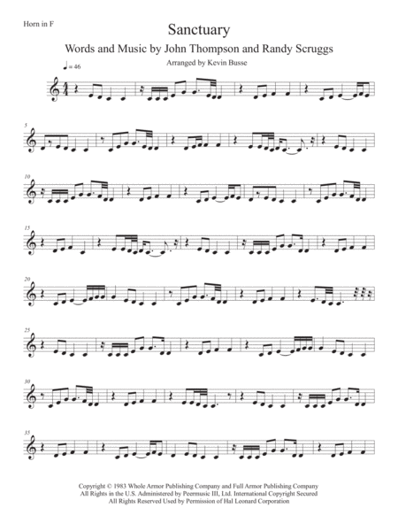 Free Sheet Music Sanctuary Horn In F