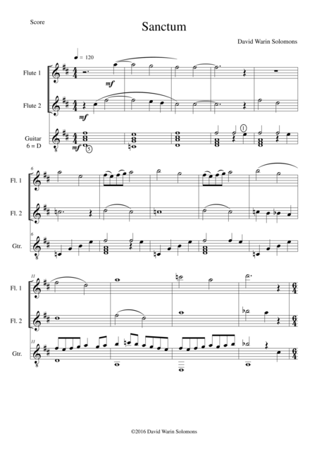 Sanctum For 2 Flutes And Guitar Sheet Music