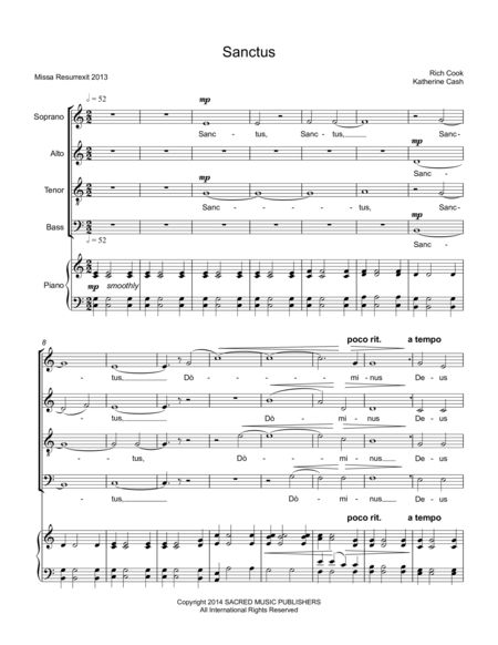 Sanctus Benedictus From Missa Resurrexit Sheet Music