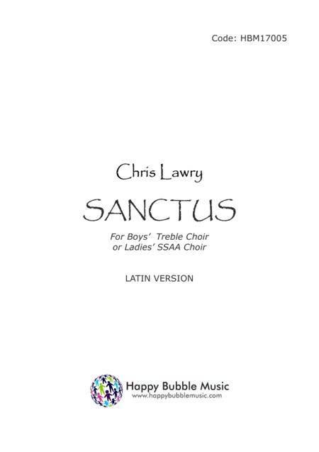 Sanctus For Boys Treble Choir Or Ladies Ssaa Choir Latin Version Sheet Music