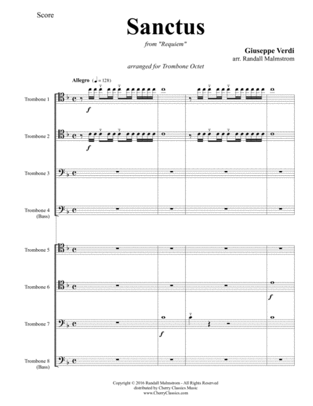 Sanctus From Requiem For Trombone Octet Sheet Music