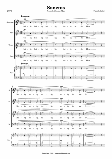 Free Sheet Music Sanctus Satb