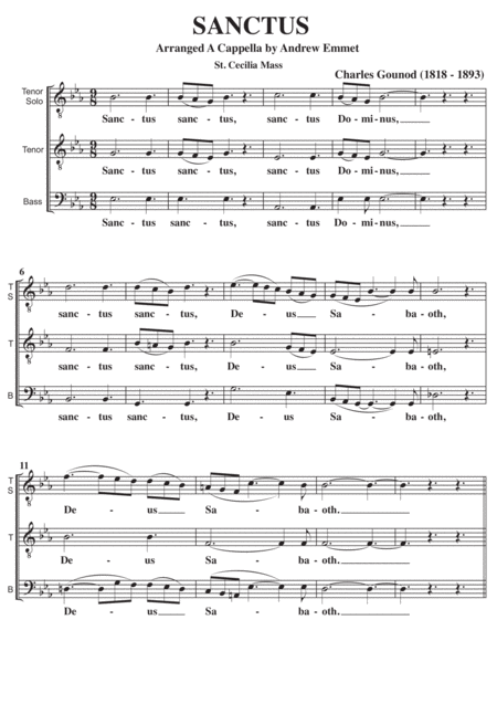 Sanctus St Cecilia Mass A Cappella Sheet Music