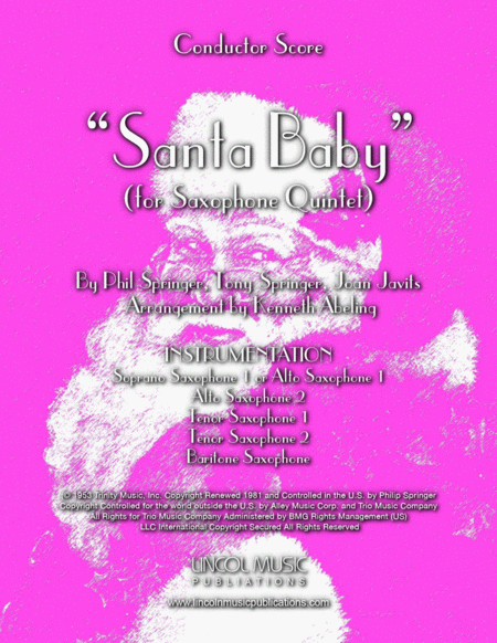 Free Sheet Music Santa Baby For Saxophone Quintet Sattb Or Aattb