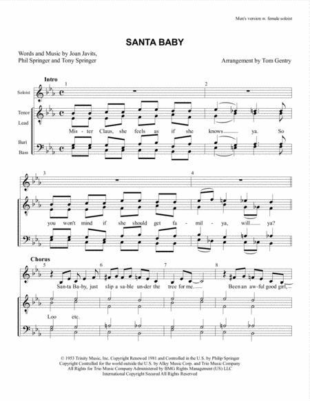 Santa Baby Ttbb W Female Soloist Sheet Music