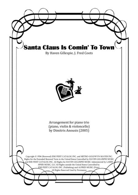 Santa Claus Is Comin To Town Amazing Arrangement For Piano Trio Pno Vln Cello Sheet Music