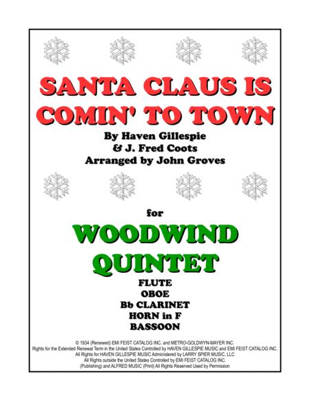 Santa Claus Is Comin To Town Woodwind Quintet Sheet Music