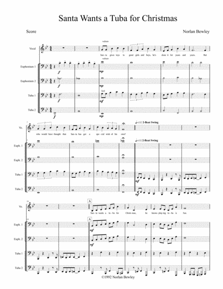 Santa Wants A Tuba For Christmas Tuba Euphonium Quartet Sheet Music