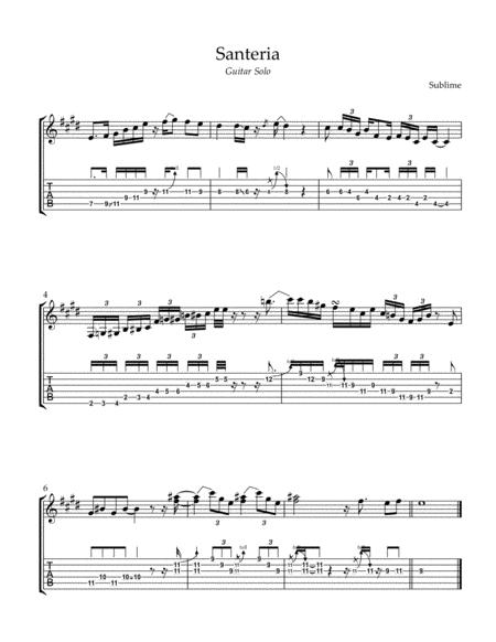 Free Sheet Music Santeria Guitar Solo