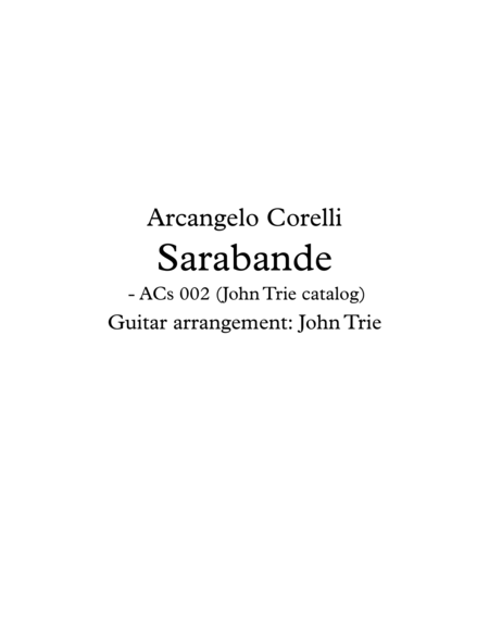 Free Sheet Music Sarabande Acs002 Tab