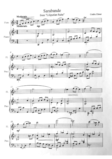 Free Sheet Music Sarabande For Flute And Piano From Liliputian Suite