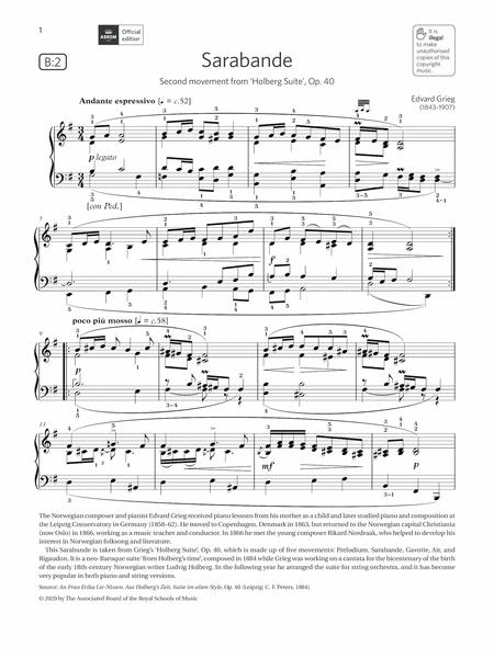 Sarabande Grade 7 List B2 From The Abrsm Piano Syllabus 2021 2022 Sheet Music