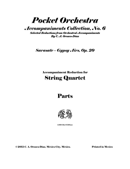 Free Sheet Music Sarasate Gypsy Airs Op 20 For Violin And String Quartet Reduction Of The Original Accompaniment Parts