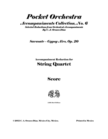 Free Sheet Music Sarasate Gypsy Airs Op 20 For Violin And String Quartet Reduction Of The Original Accompaniment Score