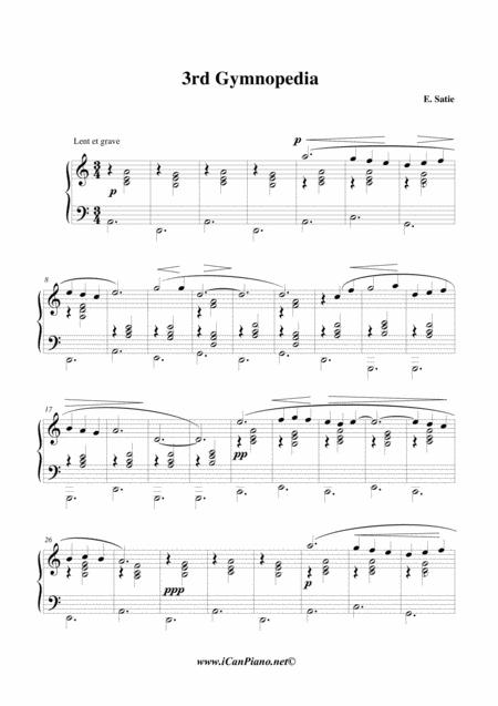 Free Sheet Music Satie 3nd Gymnopedia Icanpiano Style