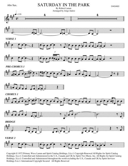 Saturday In The Park Alto Sax Sheet Music