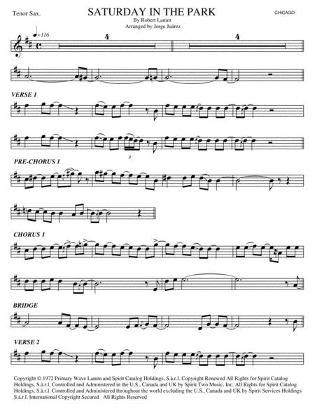 Saturday In The Park Tenor Sax Sheet Music