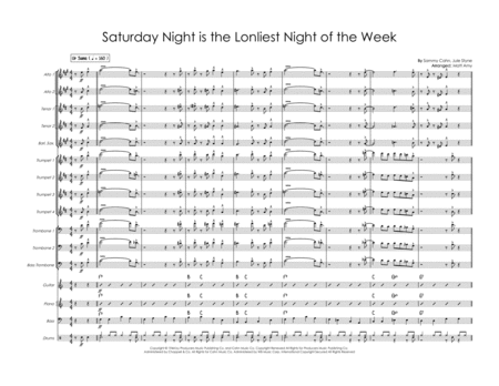Saturday Night Is The Loneliest Night In The Week Frank Sinatra Version Big Band Sheet Music