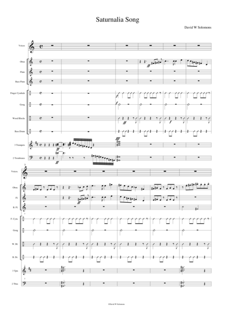 Saturnalia Song For Voices Wind Brass And Percussion Sheet Music