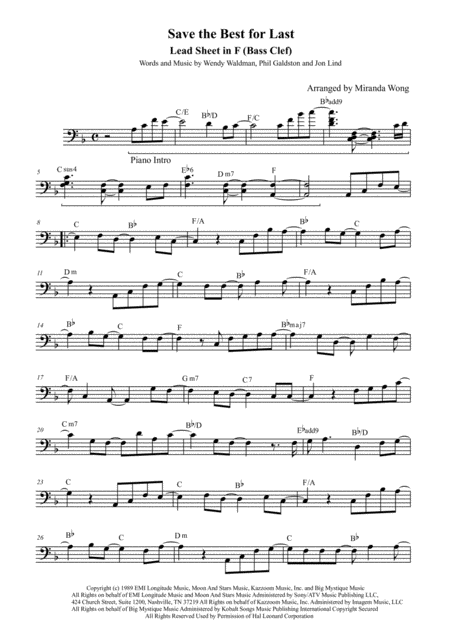 Free Sheet Music Save The Best For Last Trombone Solo