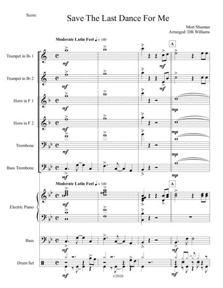 Free Sheet Music Save The Last Dance For Me Brass Sextet