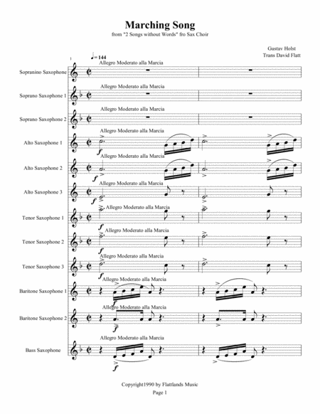 Free Sheet Music Saxophone Festival Series Marching Song From Holst