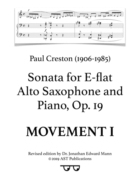 Free Sheet Music Saxophone Sonata Op 19 Movement I