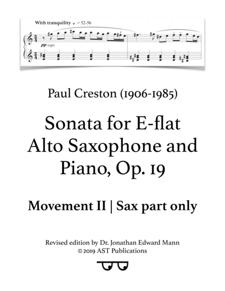 Free Sheet Music Saxophone Sonata Op 19 Movement Ii Sax Part