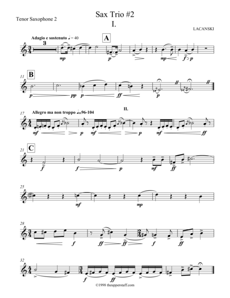 Saxophone Trio 2 Sheet Music