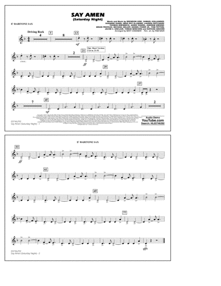 Say Amen Saturday Night Arr Matt Conaway Eb Baritone Sax Sheet Music