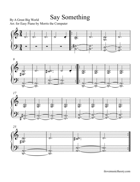 Say Something Easy Piano Cheat Sheet Sheet Music