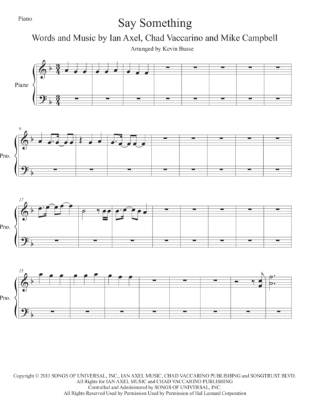 Say Something Piano Sheet Music