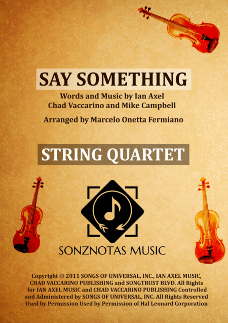 Say Something Sheet Music For String Quartet Score And Parts Sheet Music