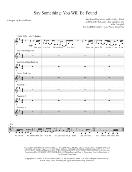 Say Something You Will Be Found Sheet Music