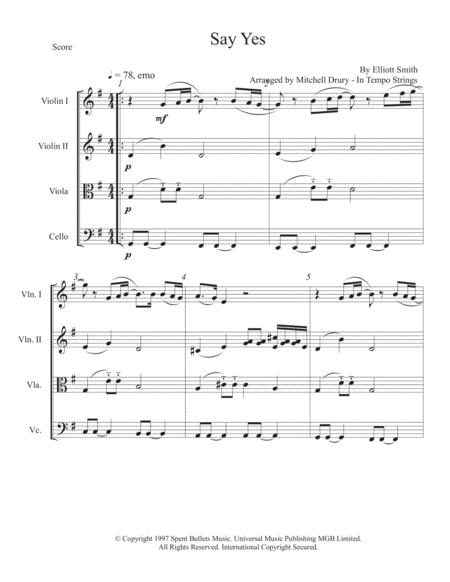 Say Yes String Quartet Trio Sheet Music