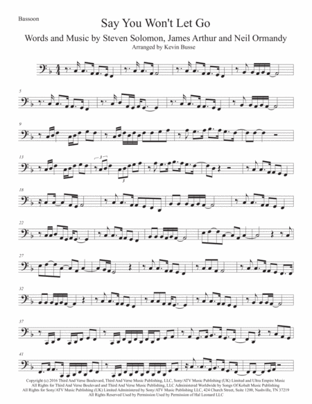 Say You Wont Let Go Bassoon Sheet Music