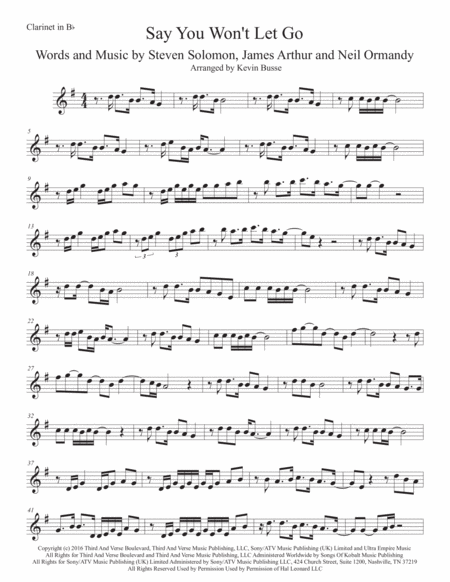 Say You Wont Let Go Clarinet Sheet Music