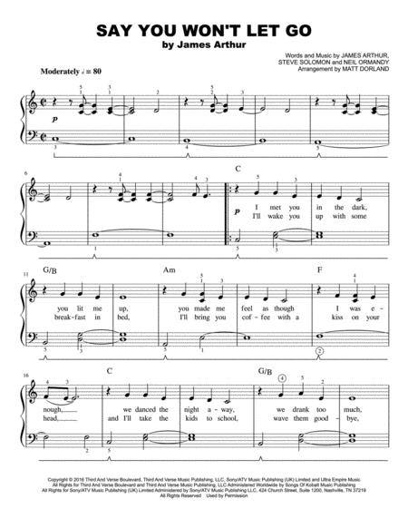 Say You Wont Let Go Easy Piano Sheet Music