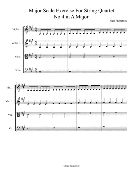 Free Sheet Music Scale Exercise For String Quartet No 4 In A Major