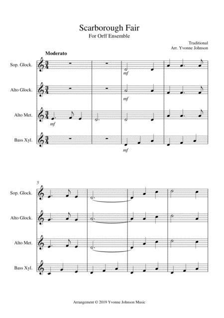 Scarborough Fair For Orff Ensemble Sheet Music