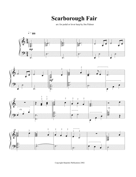 Free Sheet Music Scarborough Fair For Pedal Or Lever Harp