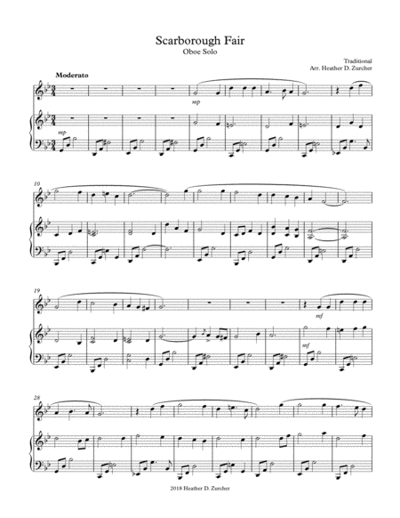 Free Sheet Music Scarborough Fair Oboe Solo