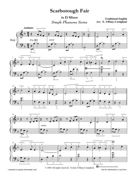 Scarborough Fair Simple Pleasures Version Sheet Music