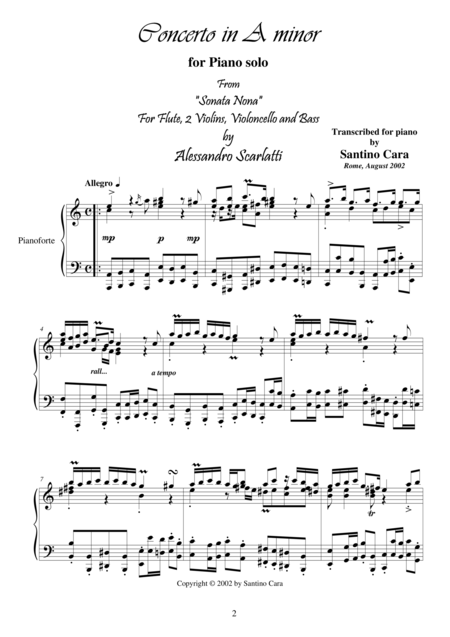 Scarlatti A Concerto In A Minor Piano Version Sheet Music